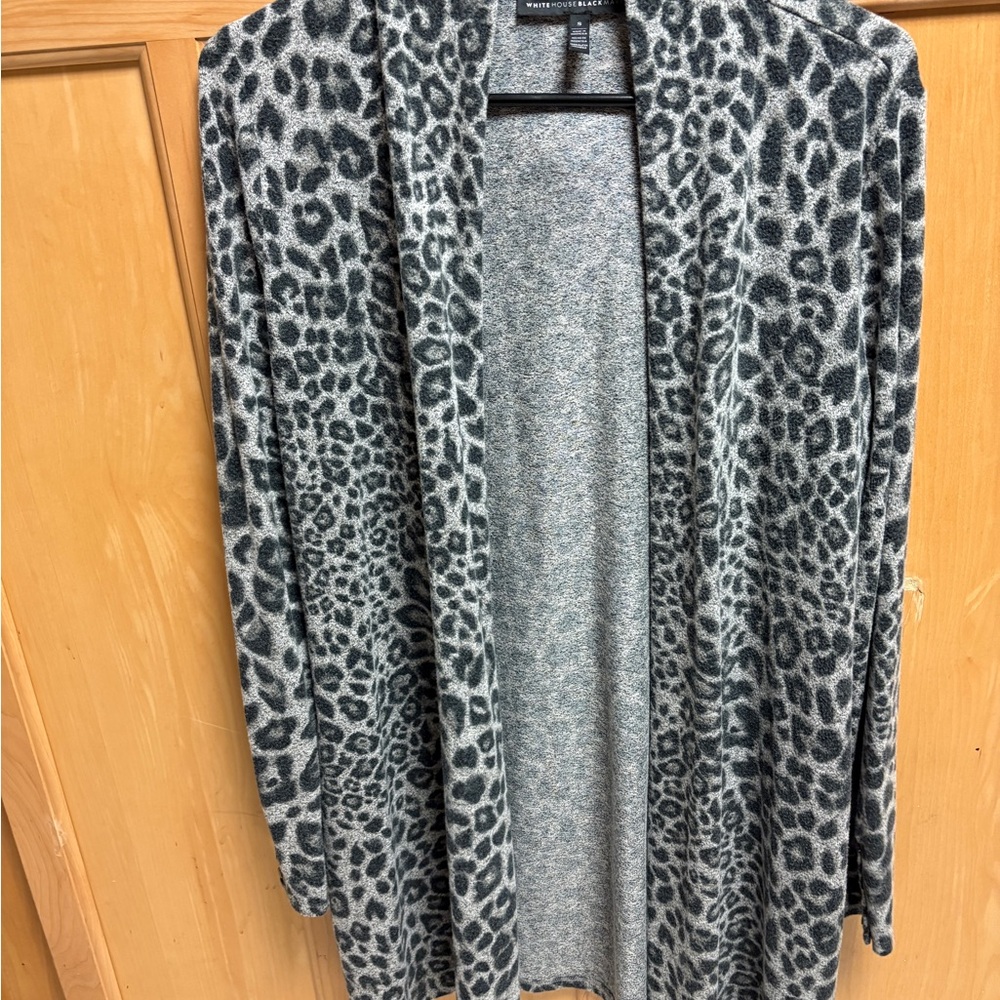White House Black Market Gray Animal Print Cardigan